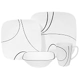 Corelle Simple Lines Square 16-Piece Dinnerware Set, Service for 4