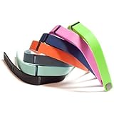 AFUNTA Set 7 Large: Black Navy (Blue) Slate (Blue/Grey) Teal (Blue/Green) Red (Tangerine) Lime (Green) Purple (Purple/Pink) Replacement Band + Clasps For Fitbit Flex /No Tracker