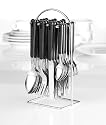 Esmeyer 199-285 24-teilig Besteck Set Bistro 18/0 schwarz auf Besteckständer