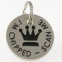Crown Pet ID Tag, Black, Small - Deep Engraved Metal. FREE UK Delivery