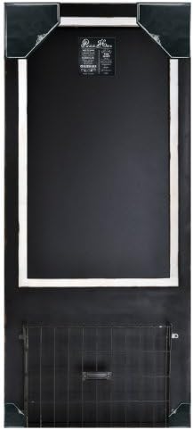 Distressed Wood Framed Chalkboard with Metal Basket 18" x 40" (Black)