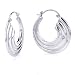 Sterling Silver Shiny Fluted Hoop Earring