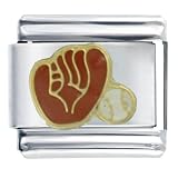 Baseball Glove Sport Heart Italian Charms Bracelet Link