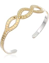 Anna Beck Designs "Gili Green Amethyst" 18k Gold-Plated Green Amethyst and Moonstone Drop Cuff Bracelet, 7.5"
