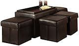 Convenience Concepts 143008 Designs-4-Comfort Manhattan Storage Bench with 4 Collapsible Ottomans