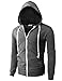 H2H Mens Fashion Lightweight Zip-up Hoodie with Pocket Of Various Colors