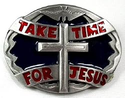 Take Time for Jesus Enamel Pewter Belt Buckle