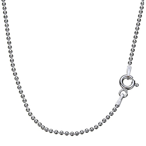 Sterling Silver 1.5mm Bead Ball Nickel Free Chain Necklace Italy 18″