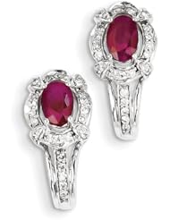 14k White Gold Diamond & Ruby Earrings