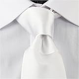 Milan Collection Plain Satin White Pure Silk Tie