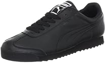 PUMA Men's Roma Basic Leather Sneaker,Black/Black,6 D US
