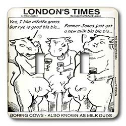 Londons Times Funny Cow Cartoons - Boring Cows aka Milk Duds - Light Switch Covers - double toggle switch