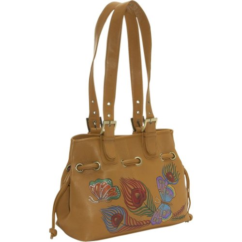 Anuschka Crsna Drawstring Tote: Butterfly Carmel