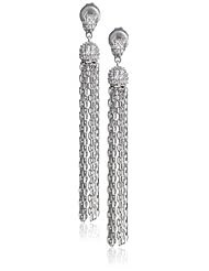 Sterling Silver Cubic-Zirconia White Tassel Earrings