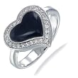 Heart Shape Black Onyx Ring In Sterling Silver (Available in Sizes 5-9)