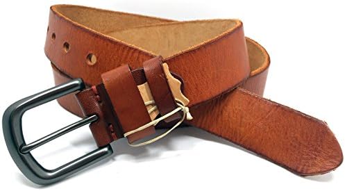 Loccol Apparel Men's 38mm Width Genuine Leather Jean's Belt Gun Metal Buckle Soft handfeel Camel Color Size Regular