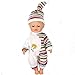 Mingao 14 Inches High Simulation Baby Doll's Clothes Blue Stripes Rompers Suit with Hat