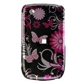 Butterfly with Flowers for Black Snap on Hard Skin Faceplate Cover Case for Blackberry Curve 8520 8530