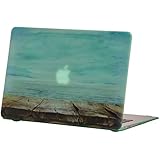 Macbook Air 13 inches Rubberized Hard Case for model A1369 & A1466, GRAFICO Endless Sea Design with Green Bottom Case, Come with Keyboard Cover