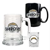 San Diego Chargers NFL 15oz Tankard, 15oz Ceramic Mug & 2oz Shot Glass Set - Primary Logo