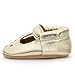 BirdRock Baby Mary Janes (Genuine Leather) - Soft Sole Baby Girl Shoes for Newborns, Infants, Babies, and Toddlers - T-Strap Mary Jane Shoe for Girls (Gold, US 6.5)