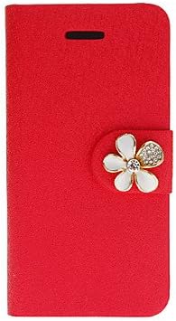 Shimmering Silk Print PU Full Body Case with White Diamond Flower Button and Card Slot for iPhone 5C (Assorted Colors) ( Color : Blue )