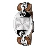Gucci Women`s YA121309 Marina Chain Medium Steel and Brown Leather Bangle Watch