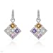 14K White Gold 0.8 CTW Amethyst and 0.77 CTW Aquamarine Ladies Earrings. Length 31.5 mm. Total Item weight 7.7 g.