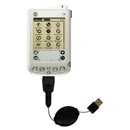 Retractable USB Cable for the Palm palm i705 with Power Hot Sync and Charge capabilities - uses Gomadic TipExchange Technology