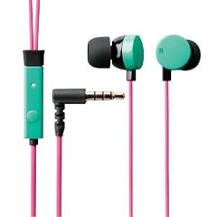ELECOM iPhone4/4S/3GS/3G対応 カナルタイプヘッドホン スマートフォン用 マイク付き ピンクグリーン EHP-IPIN105PGN
