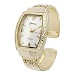 Geneva Platinum Rhinestone Accented Cuff Watch