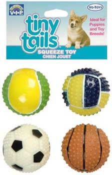 Vinyl Tiny Tails Dog Toy Mini Spiked Sport Balls 4pk