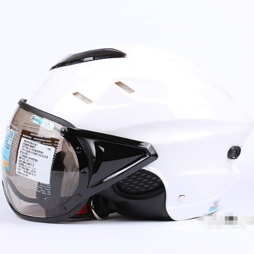 DOT Approved Motorcycle Helmet Goggles Vintage Half Helmet Retro Vintage EVO Helmet Sports Street Bike Cruiser Scooter Snowmobile Helmet with Pilot Goggles (White)