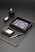 Beautiful Executive 6 Piece Mahogony Stained Wood & Genuine Black Leather Desk Set
