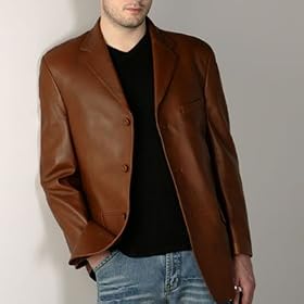 <b>Men's Lambskin Leather Blazer - Regular, Tall, Big, Big & Tall</b>
