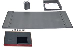 Black Genuine Italian Leather Executive 3 Piece Gift Set