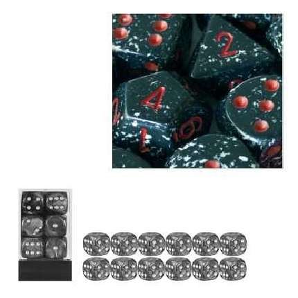 Chessex Dice d6 Sets: Space Speckled - 16mm Six Sided Die (12) Block of Dice