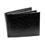 Alligator Style Black Leather Bi-Fold Wallet