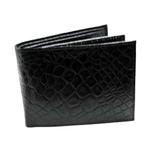 ALLIGATOR STYLE BLACK LEATHER BI-FOLD WALLET by Motorcycle Wallets