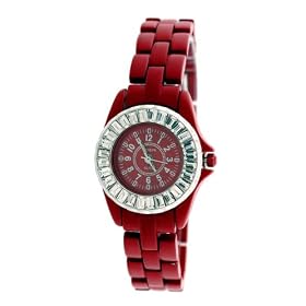 Geneva Elite Womens's Designer Watch with Baguette Stones Bezel Model 2494-4