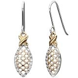 Marquise Cross 18k White & Rose Gold Drop Earrings - Dahlia Classic Collection