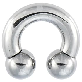 2 Gauge STEEL HORSESHOE Circular Barbell - -1/2" 10mm ball