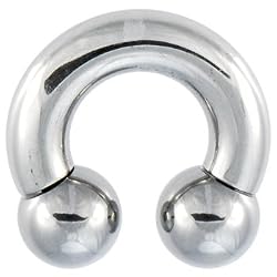 2 Gauge Steel Horseshoe Circular Barbell - -1/2 Inches 10mm Ball