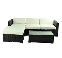 Big Sale Deluxe Outdoor Patio PE Rattan Wicker 5 pc Sofa Chaise Lounge Furniture Set