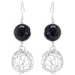 Black Resin Sterling Silver Earrings