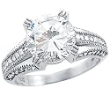 Solid 14k White Gold Round Cut Solitaire CZ Cubic Zirconia Engagement Ring 3.0 ct