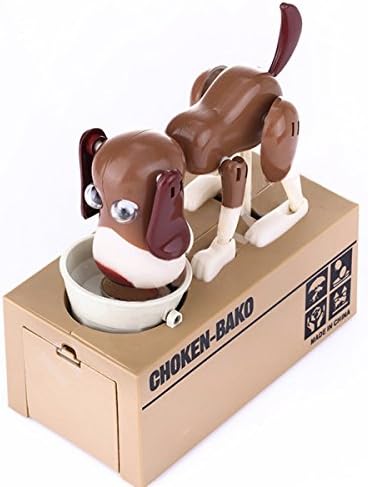 eFlyer Dog Piggy Bank Automated Cute Dog Steal Coin Money Bank Robotic Coin Munching Toy Money Box