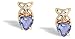 14K Yellow Gold Genuine Heart Tanzanite and Diamond Earrings