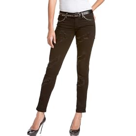 Baby Phat Jeans, Distressed Skinny with Studded Belt