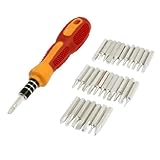 uxcell ドライバーセット　31 in 1ドライバーセット　ドライバービットセット　レッド　オレンジ 　滑りとめハンドル　プラス　マイナス　トルクス